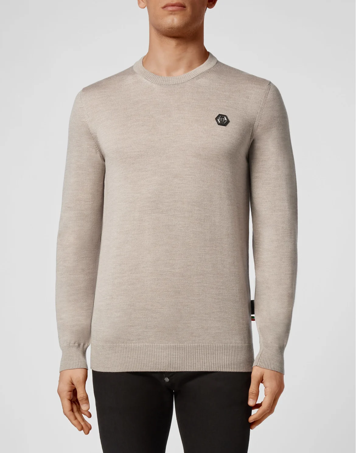 Wool Pullover Round Neck LS Istitutional, цвет: Бежевый