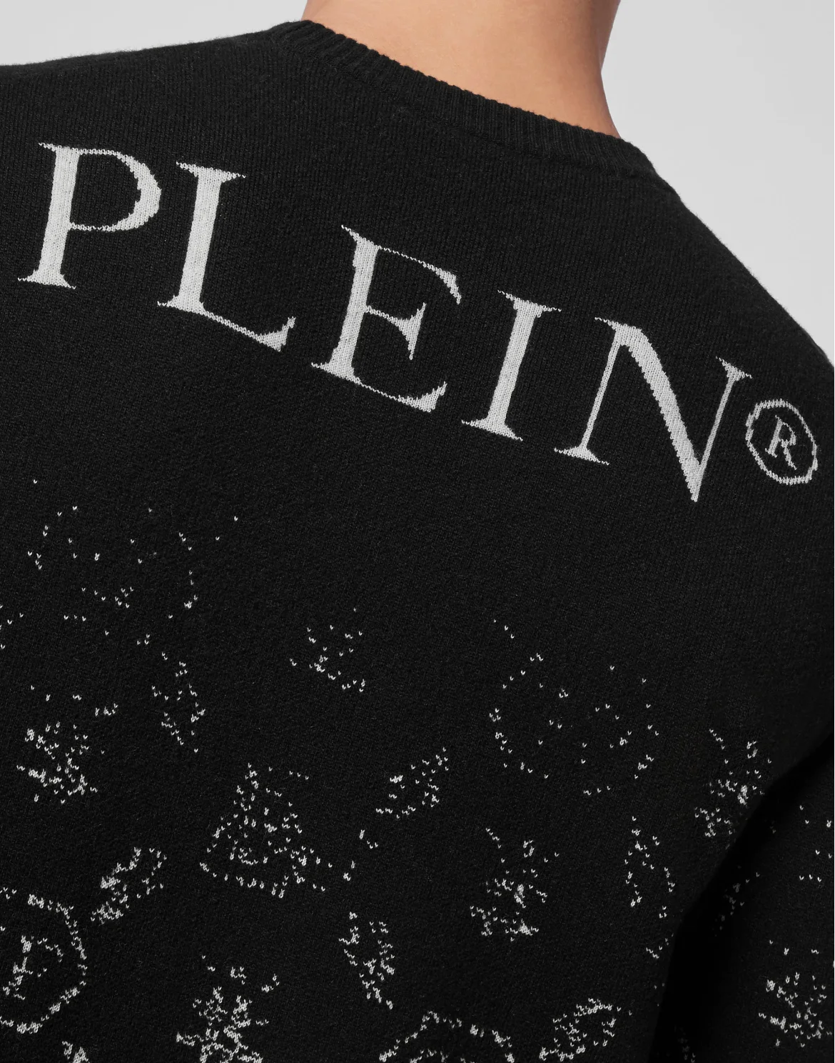 Wool Pullover Round Neck LS Jacquard Degradè Monogram, цвет: Черный