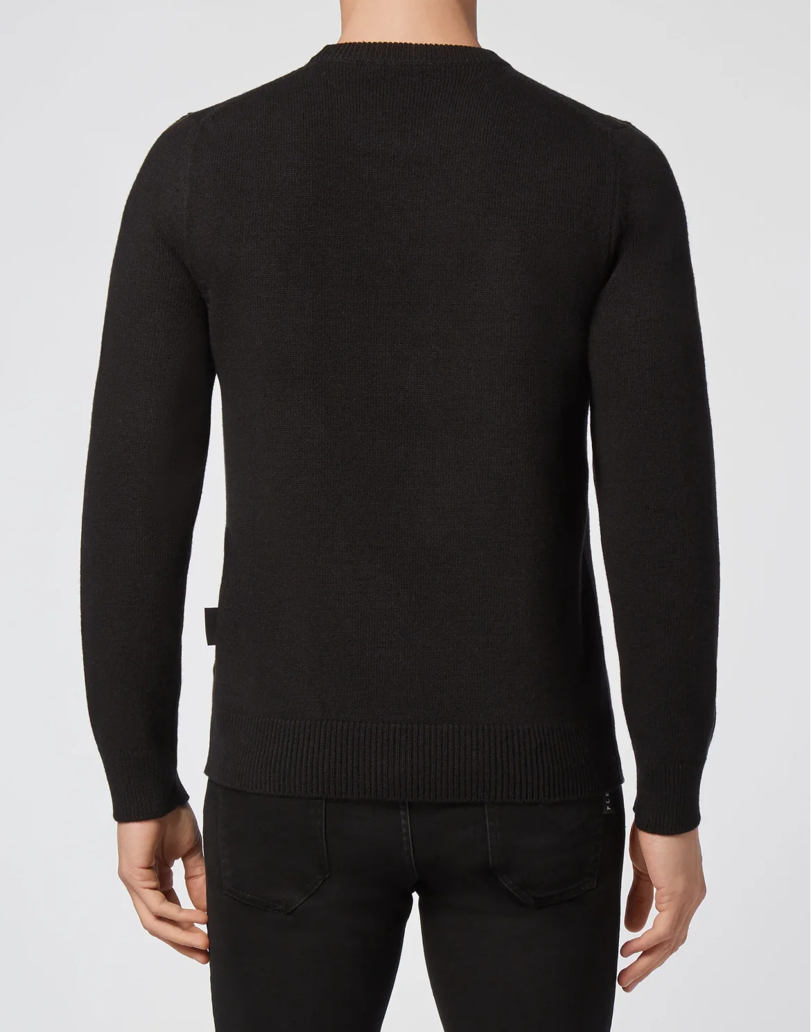 Pullover Round Neck LS Intarsia Skull, цвет: Черный