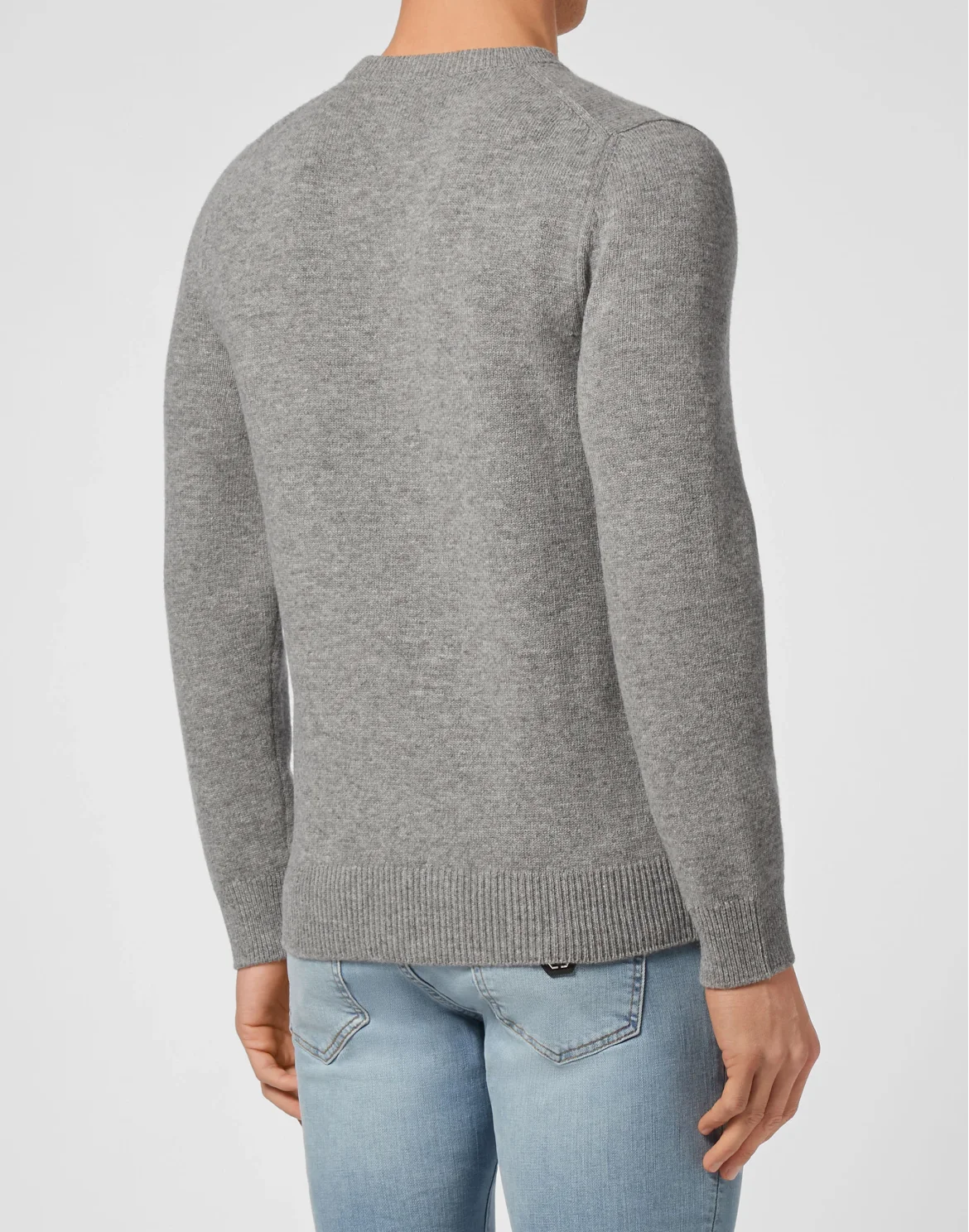 Pullover Round Neck LS Intarsia Skull, цвет: Серый