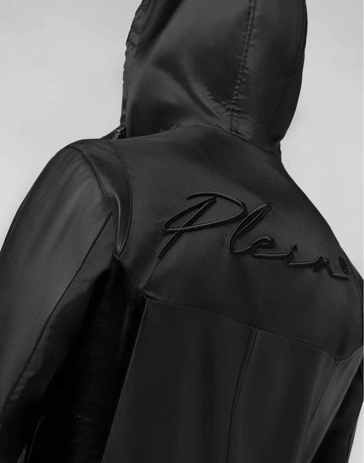 Soft Leather and Nylon Jacket Signature, цвет: Черный