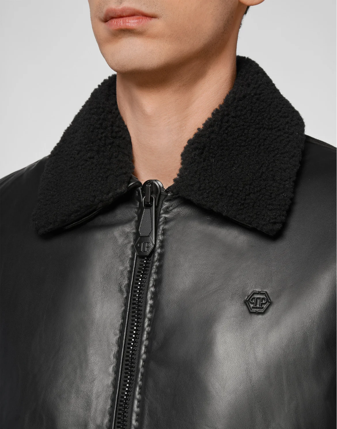 Lambskin and Nylon down Bomber Philipp Plein TM, цвет: Черный