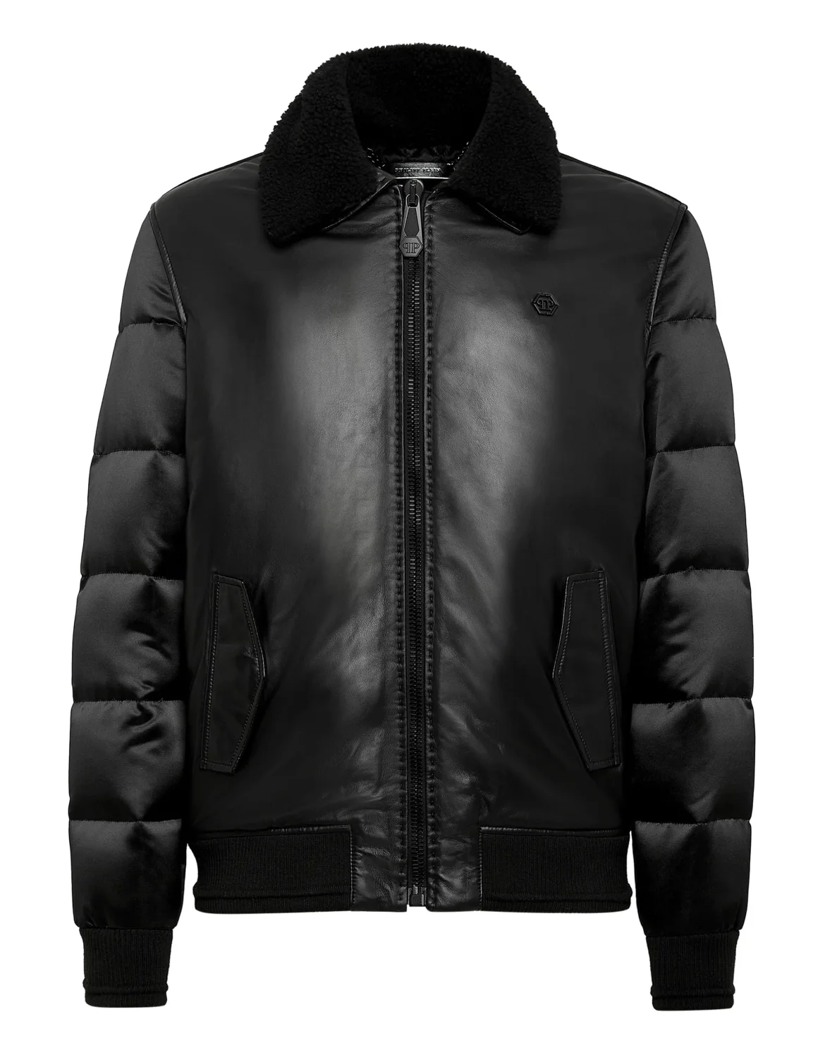 Lambskin and Nylon down Bomber Philipp Plein TM, цвет: Черный