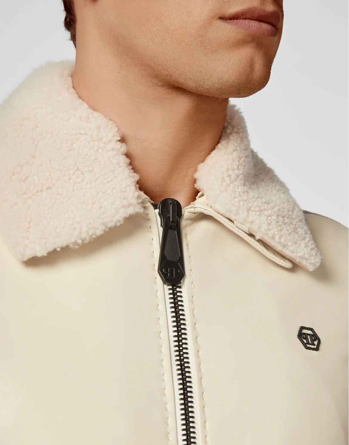 Lambskin and Nylon down Bomber Philipp Plein TM, цвет: Бежевый