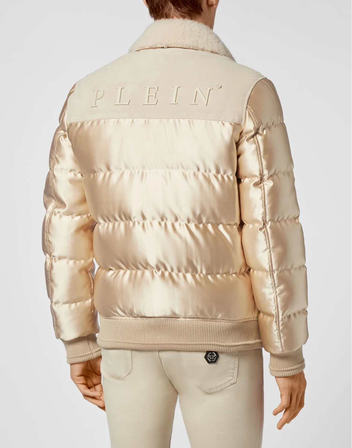 Lambskin and Nylon down Bomber Philipp Plein TM, цвет: Бежевый