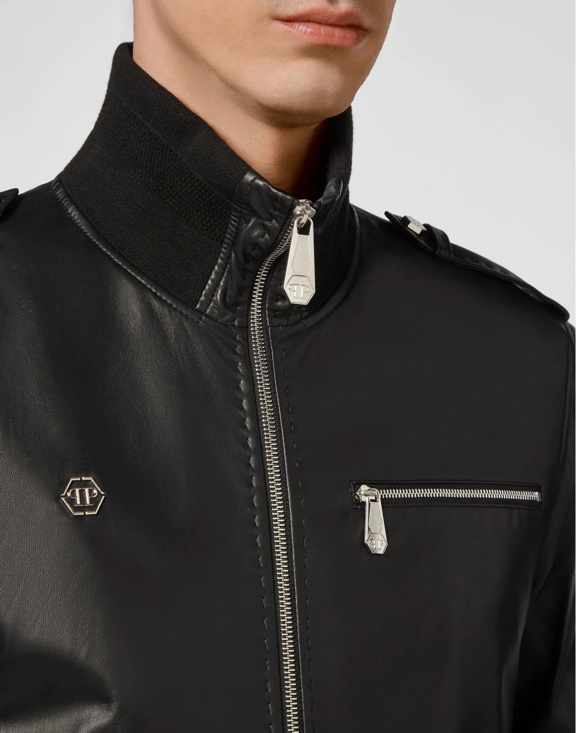 Lambskin handstitched Bomber, цвет: Черный