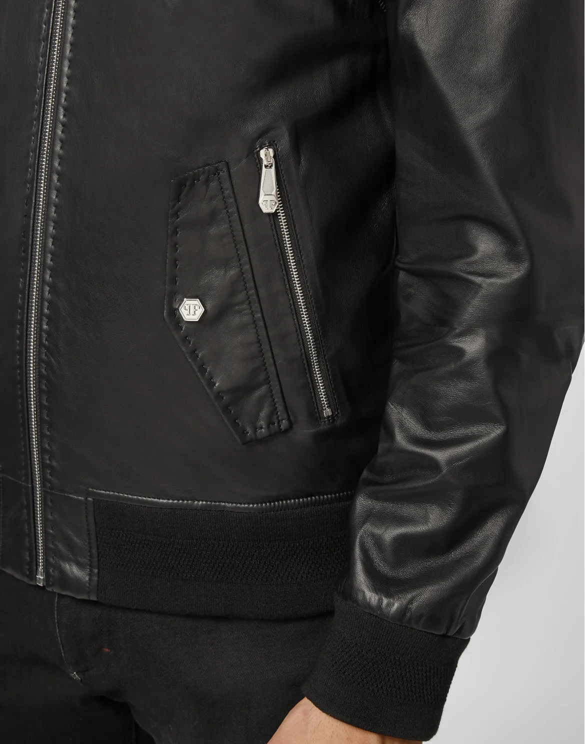 Lambskin handstitched Bomber, цвет: Черный