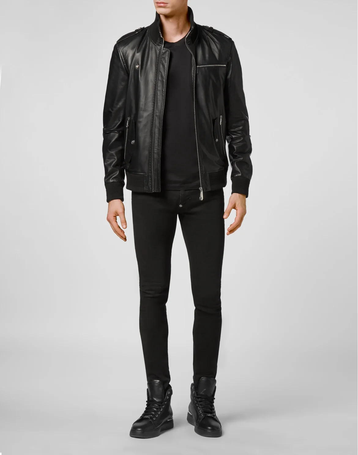 Lambskin handstitched Bomber, цвет: Черный