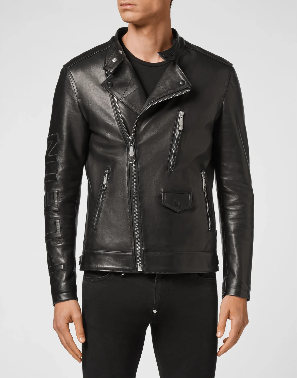 Leather Biker Philipp Plein TM, цвет: Черный