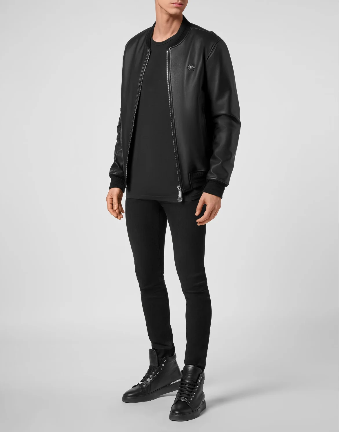 Leather Bomber Philipp Plein TM, цвет: Черный