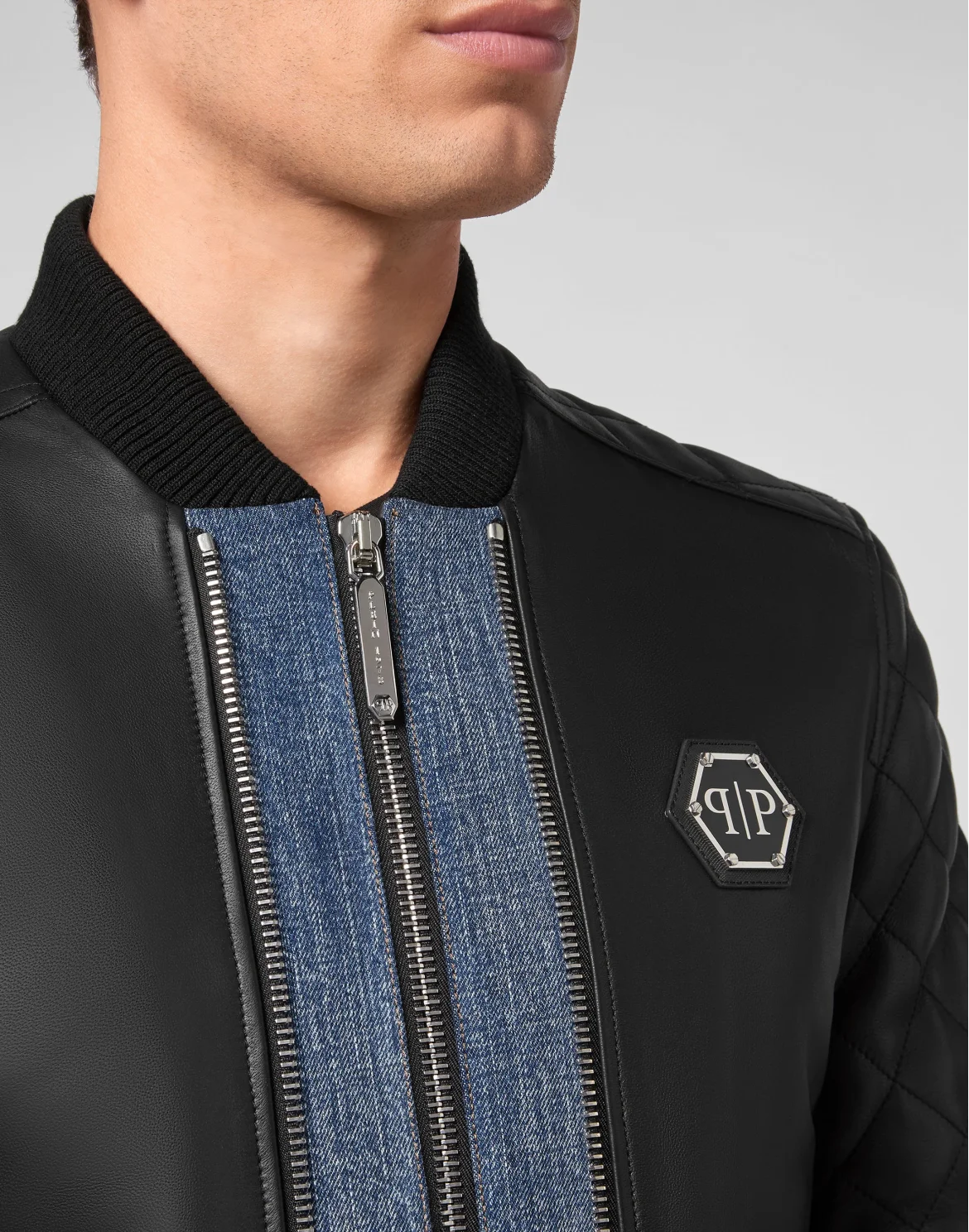 Bomber Leather Jacket, цвет: Черный