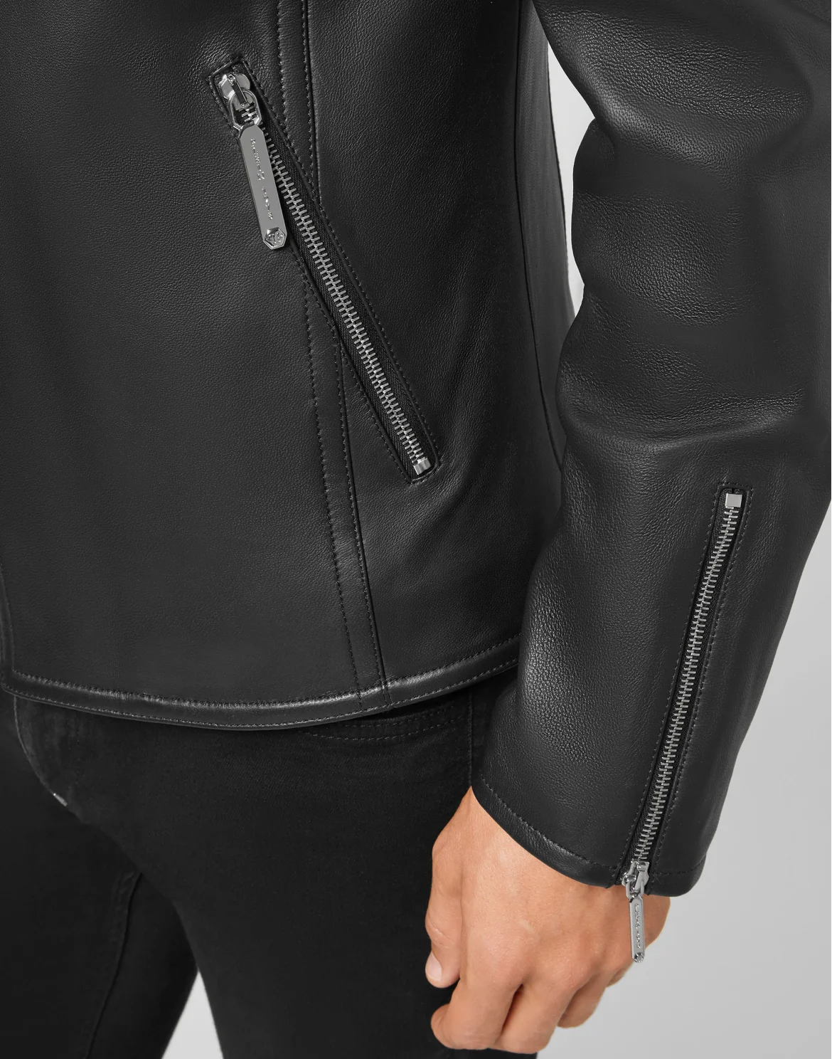 Biker Leather Jacket, цвет: Черный
