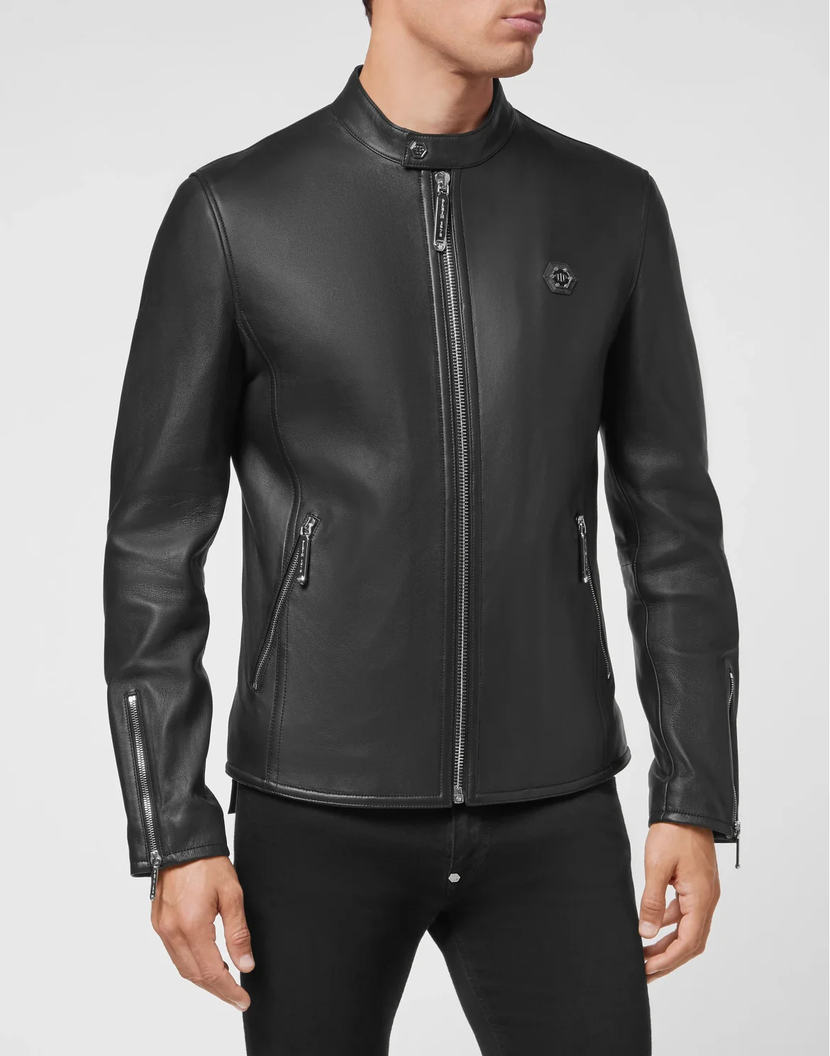 Biker Leather Jacket, цвет: Черный