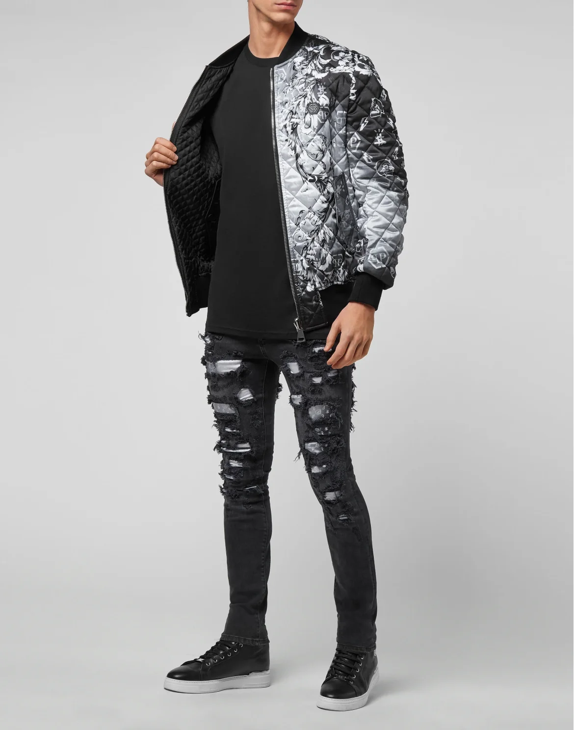 Bomber matelassè New Baroque, цвет: Черный