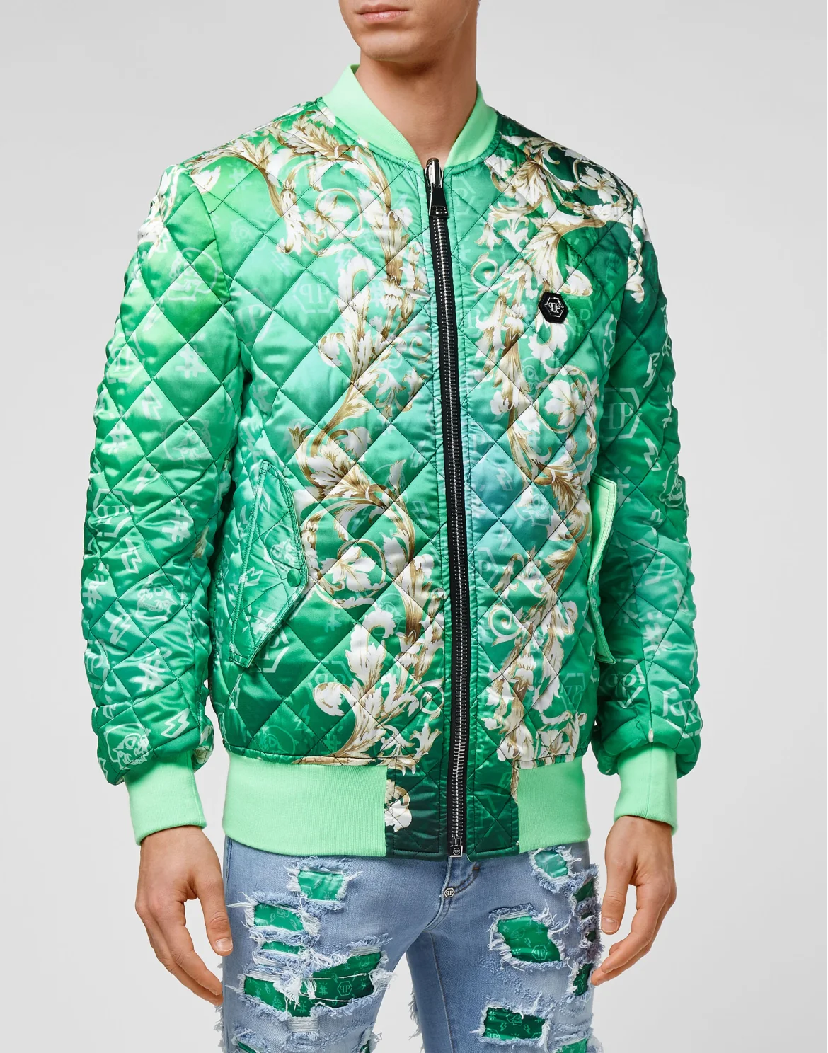 Bomber matelassè New Baroque, цвет: Зеленый