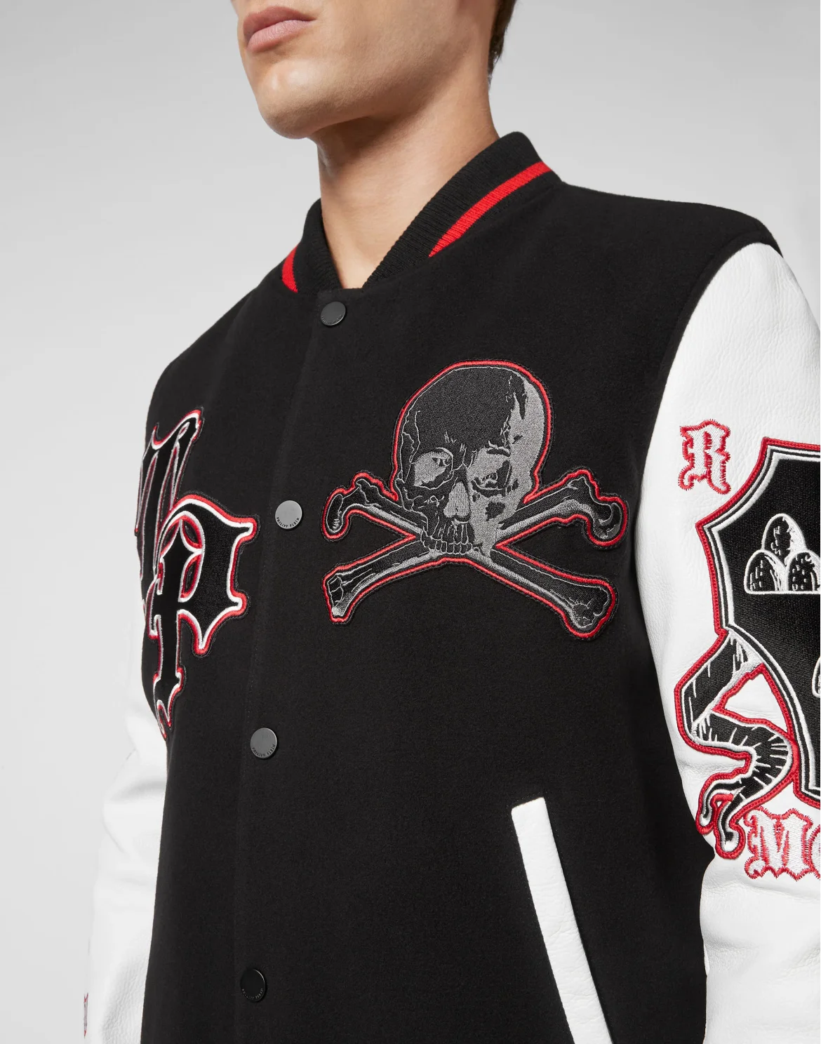 Bomber Jacket Leather sleeves, цвет: Черный