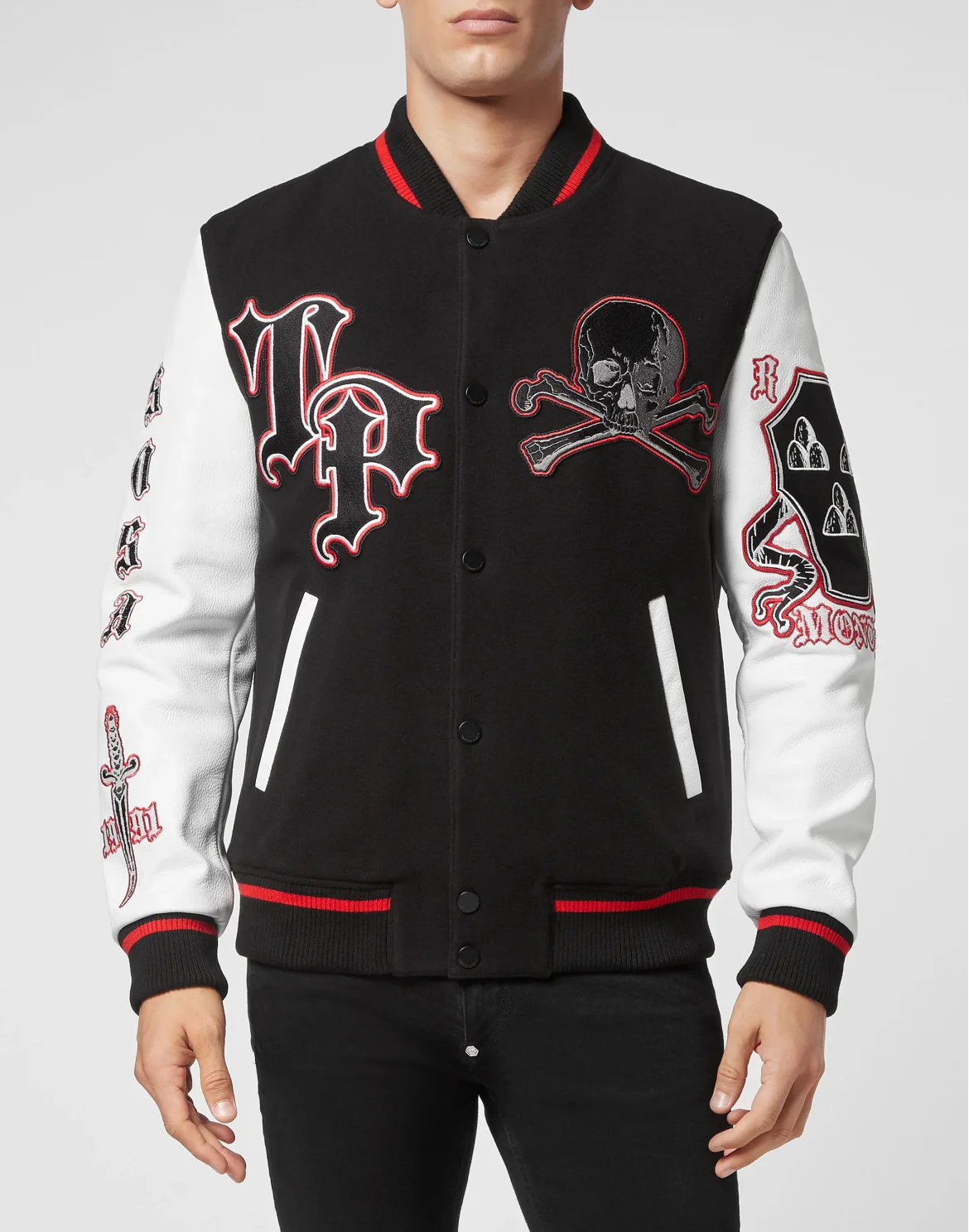 Bomber Jacket Leather sleeves, цвет: Черный