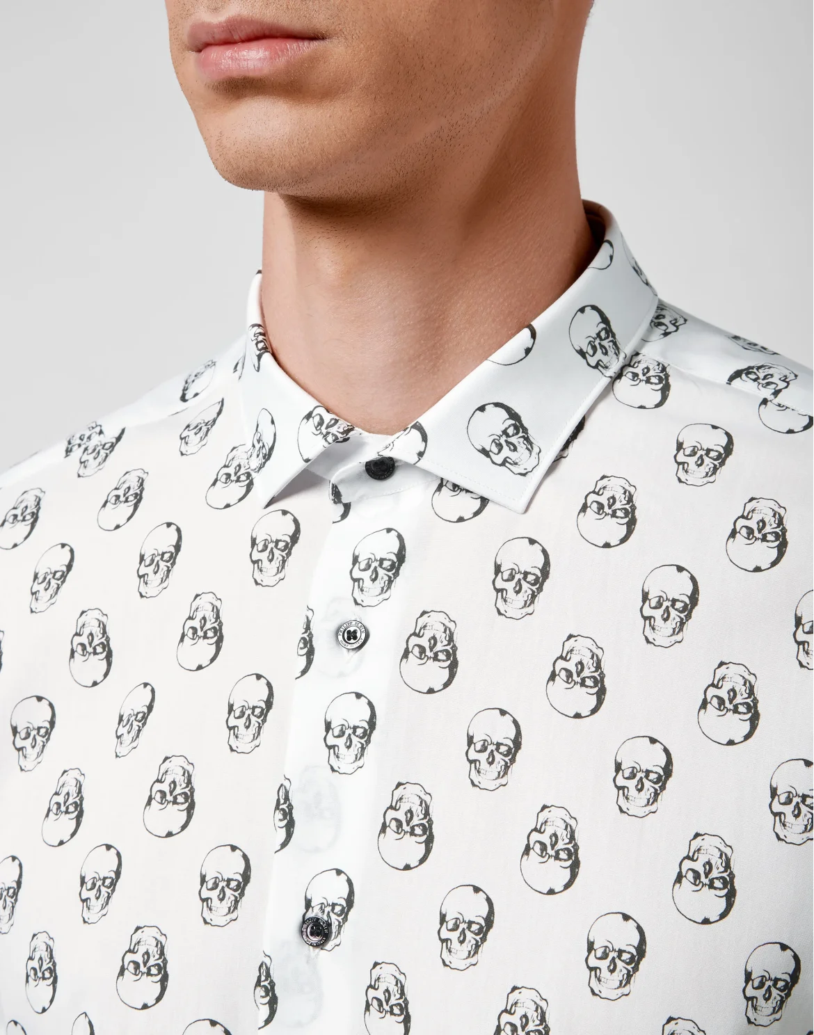 Shirt Sugar Daddy LS Print All Over Skull, цвет: Белый