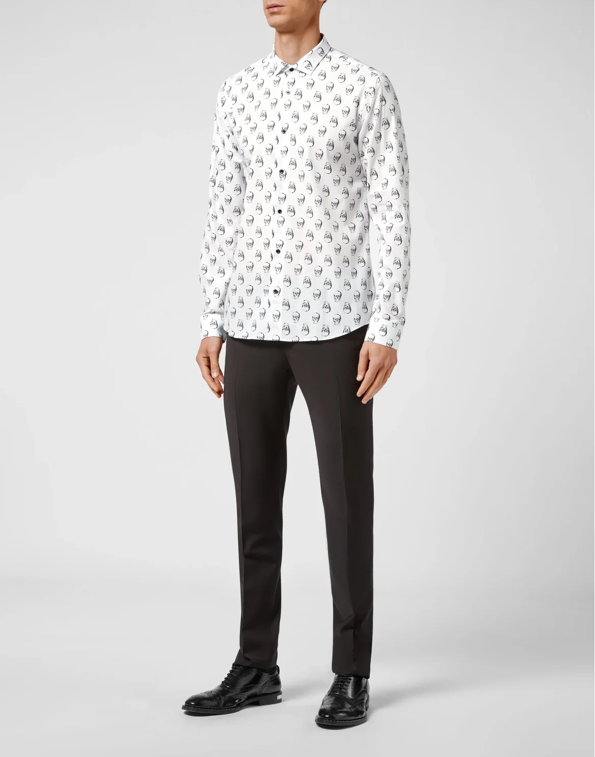 Shirt Sugar Daddy LS Print All Over Skull, цвет: Белый