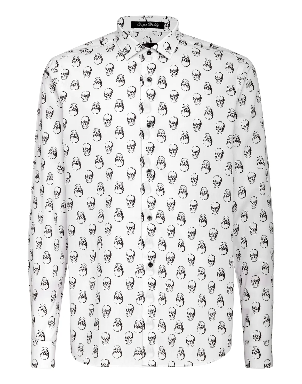 Shirt Sugar Daddy LS Print All Over Skull, цвет: Белый