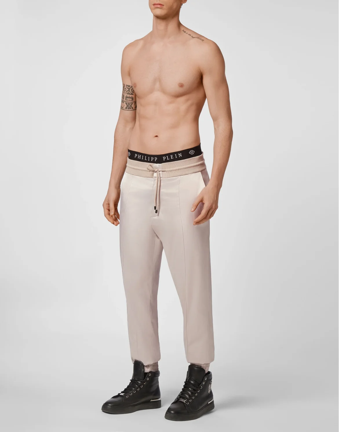 Satin Jogging Trousers Iconic Plein, цвет: Бежевый