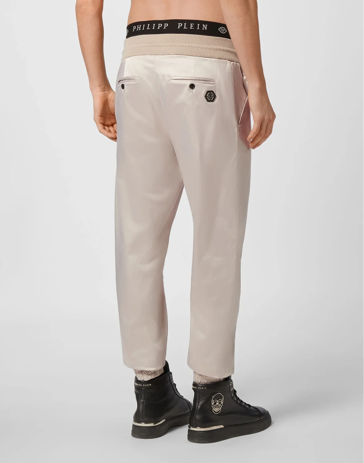 Satin Jogging Trousers Iconic Plein, цвет: Бежевый