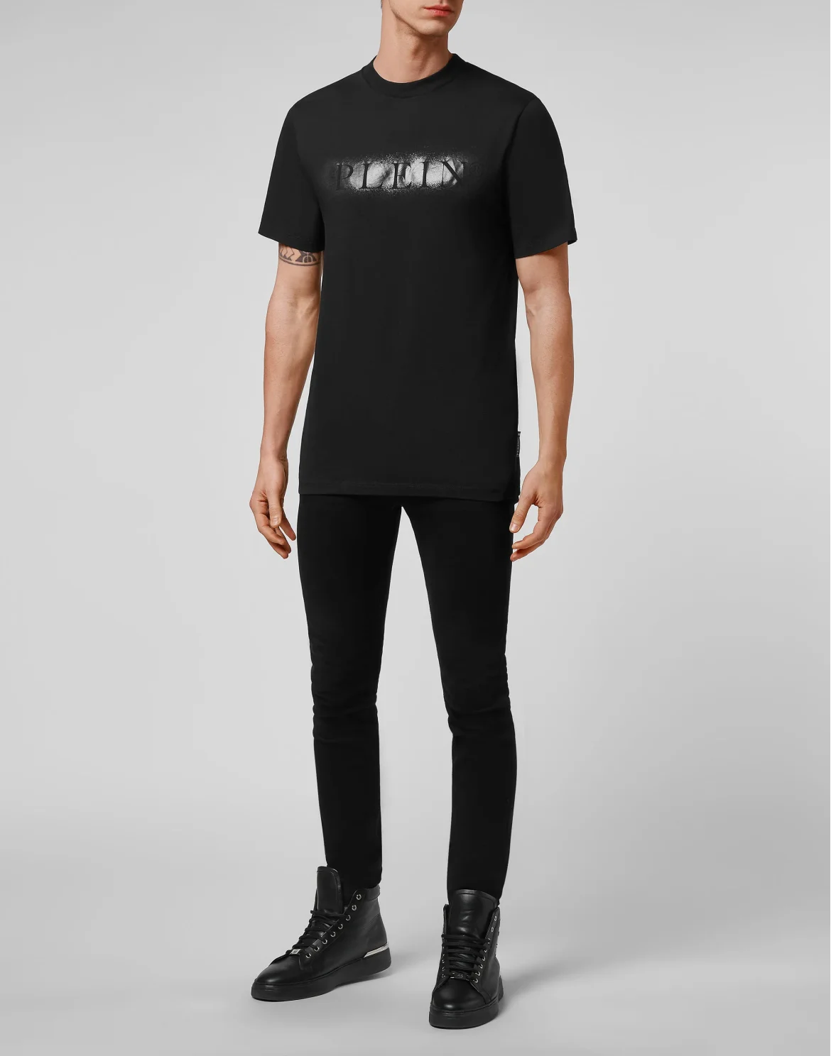 T-shirt Round Neck SS Spray Effect Print Philipp Plein TM, цвет: Черный