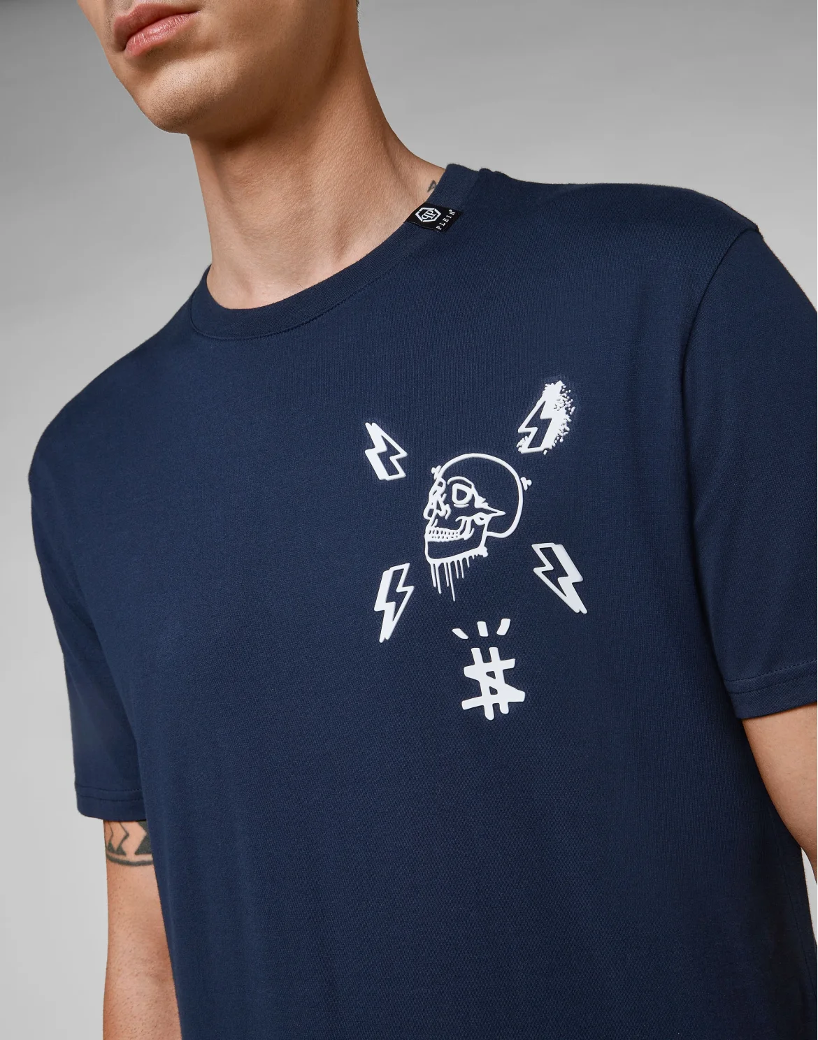 T-shirt Round Neck SS print Skull, цвет: Синий