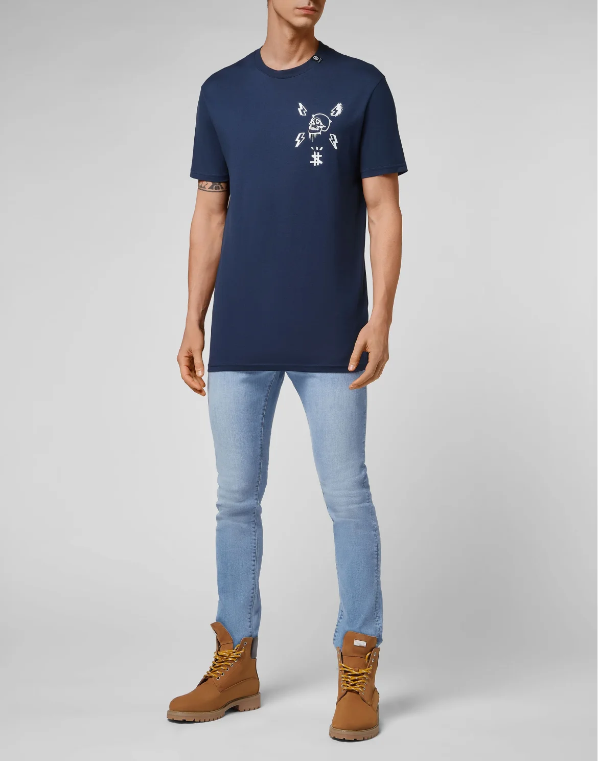 T-shirt Round Neck SS print Skull, цвет: Синий