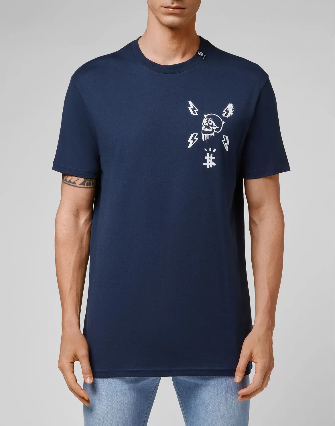 T-shirt Round Neck SS print Skull, цвет: Синий
