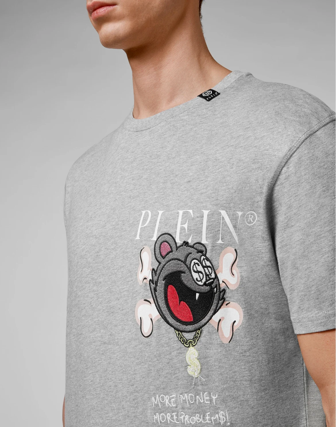 T-shirt Round Neck SS Patch Money, цвет: Серый