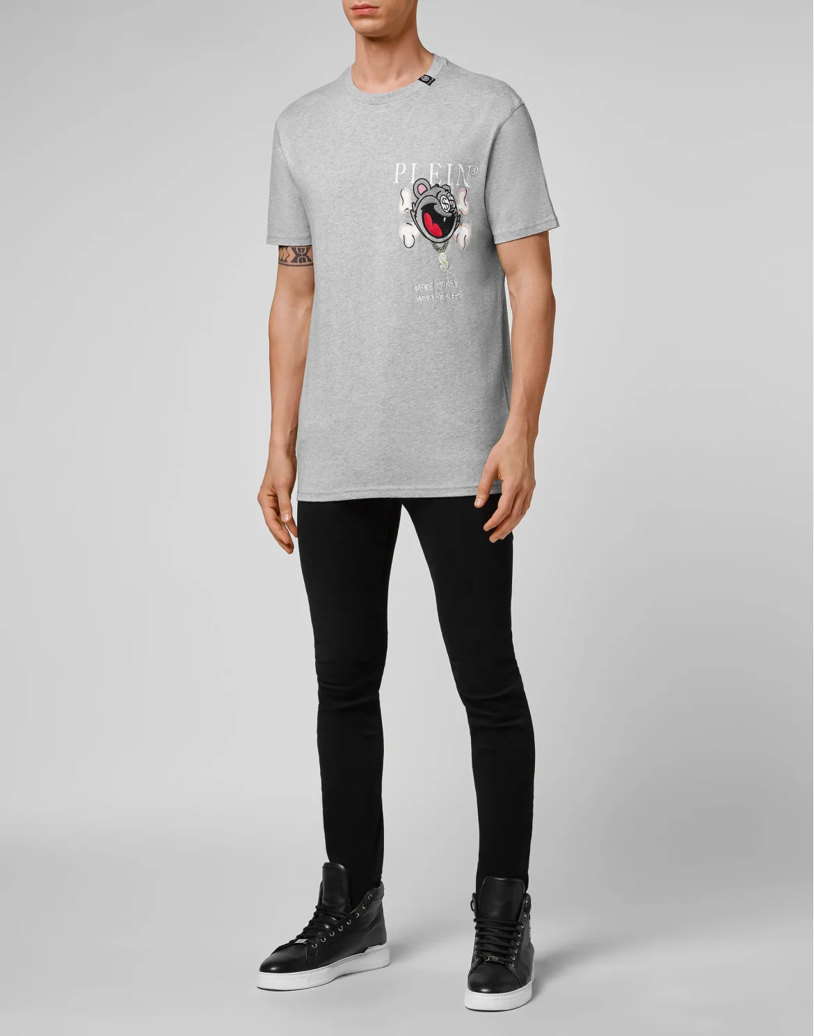 T-shirt Round Neck SS Patch Money, цвет: Серый