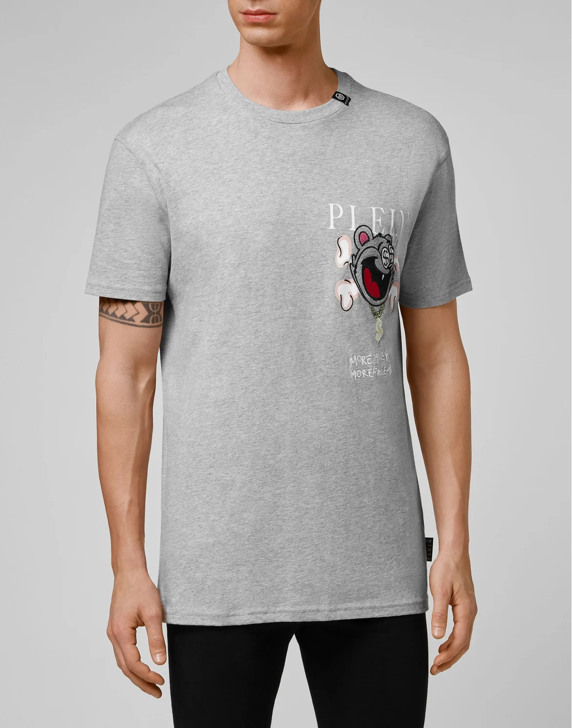 T-shirt Round Neck SS Patch Money, цвет: Серый
