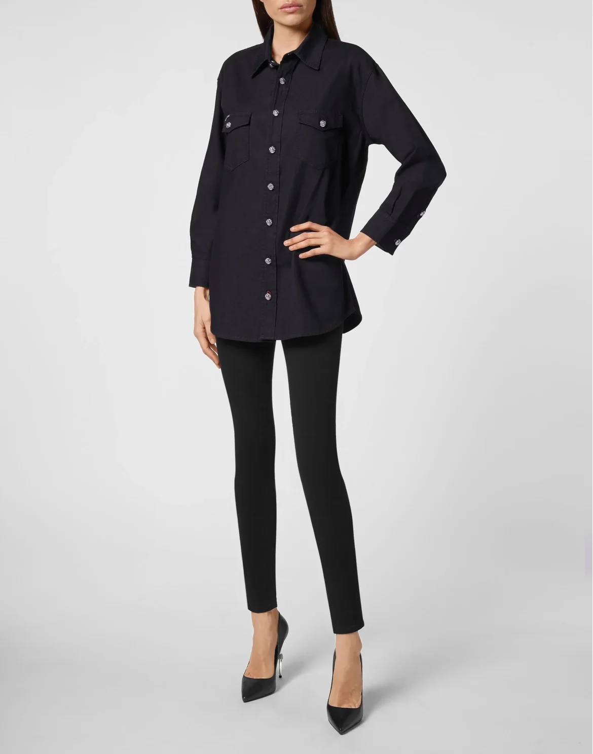 Denim Shirt Ls Iconic Plein, цвет: Черный