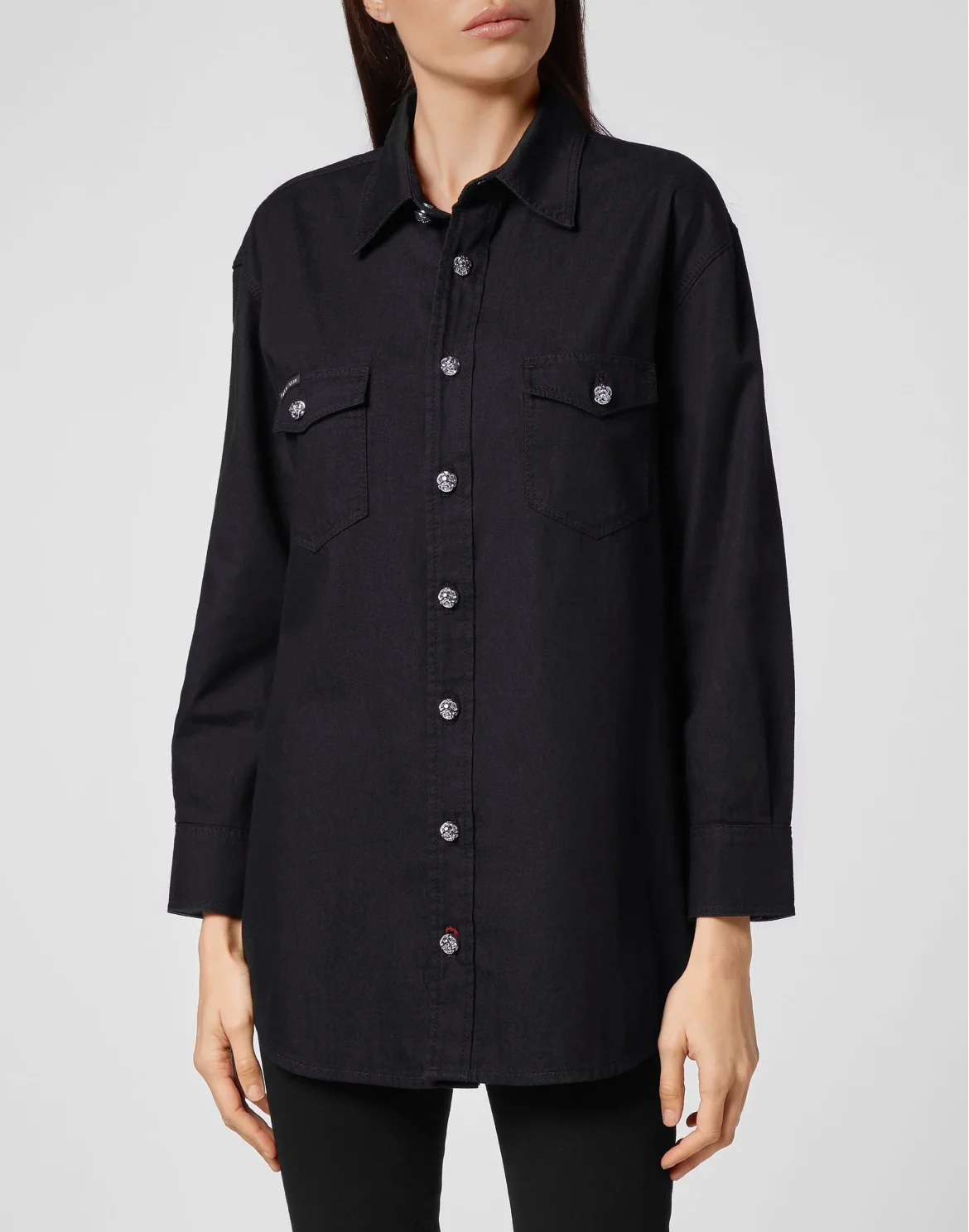 Denim Shirt Ls Iconic Plein, цвет: Черный
