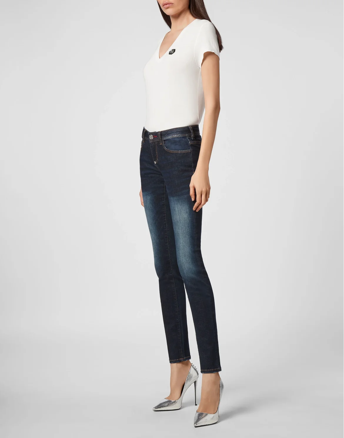 Denim Slim Fit Jeggings Iconic Plein, цвет: Синий