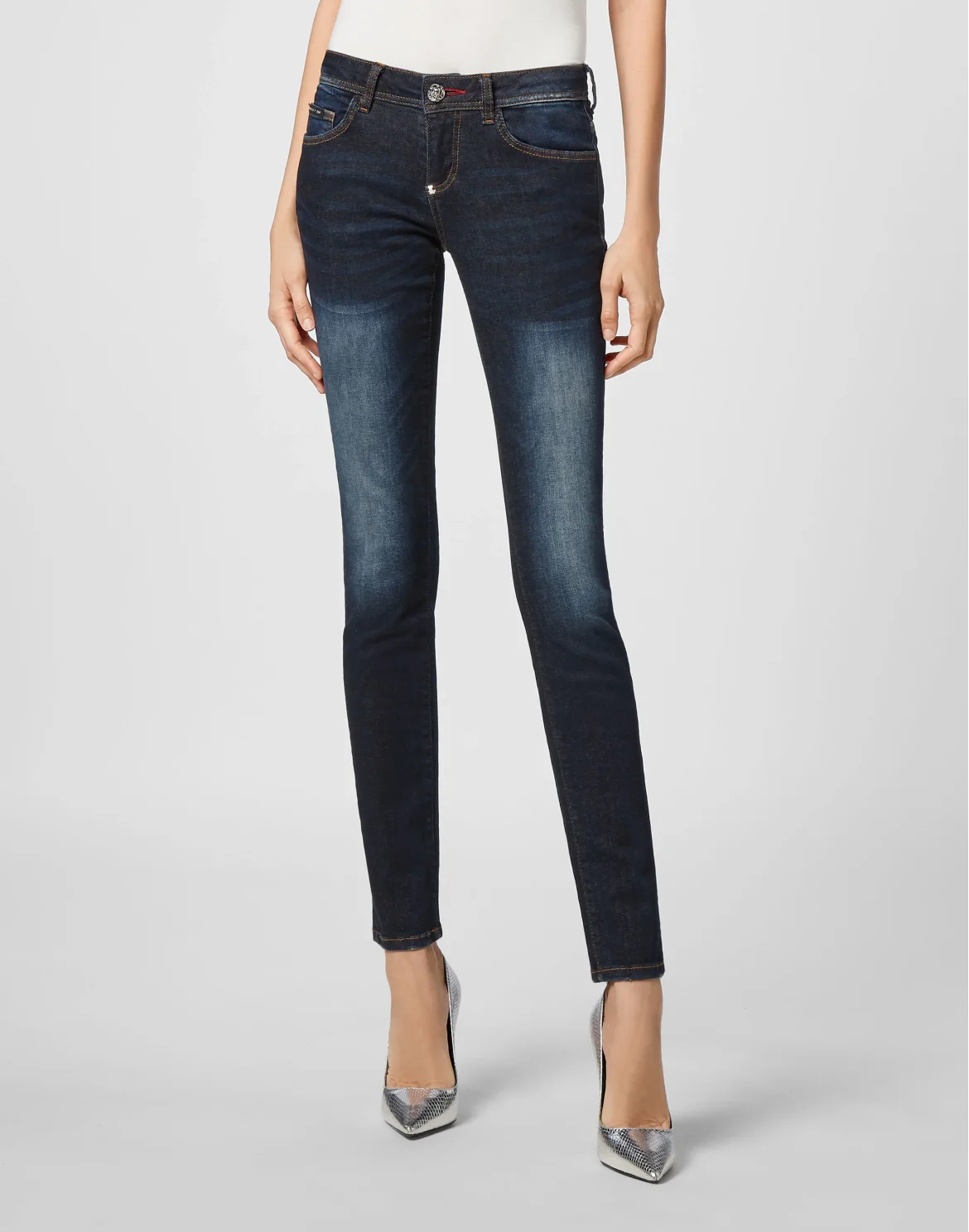 Denim Slim Fit Jeggings Iconic Plein, цвет: Синий