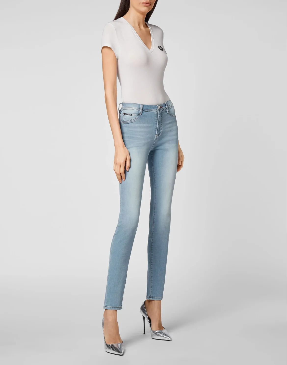 Denim High Waist Jegging Iconic Plein, цвет: Голубой