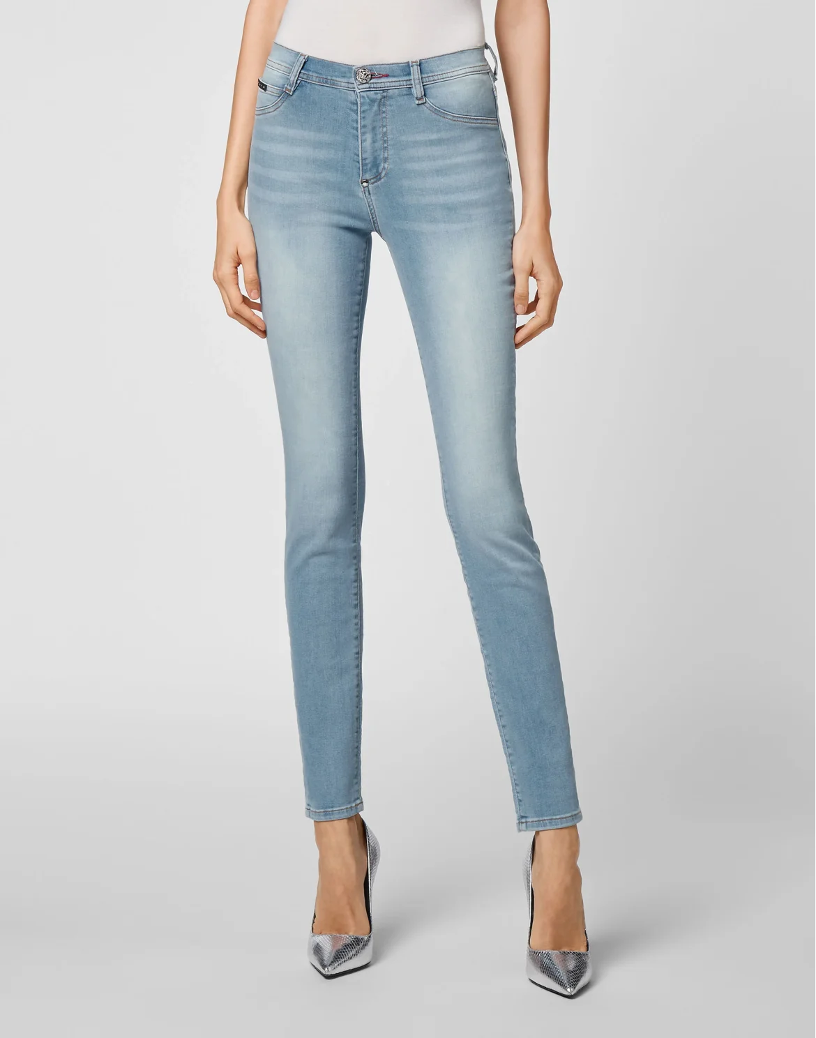 Denim High Waist Jegging Iconic Plein, цвет: Голубой