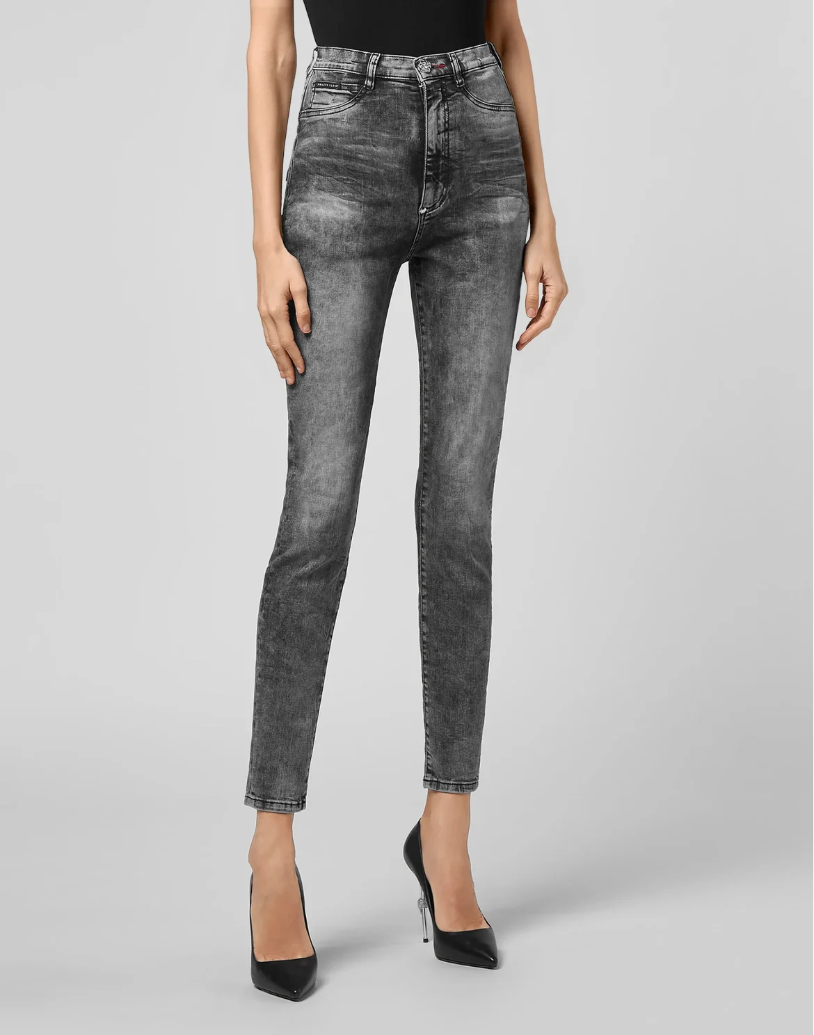 Denim Super High Waist Jegging Iconic Plein, цвет: Черный