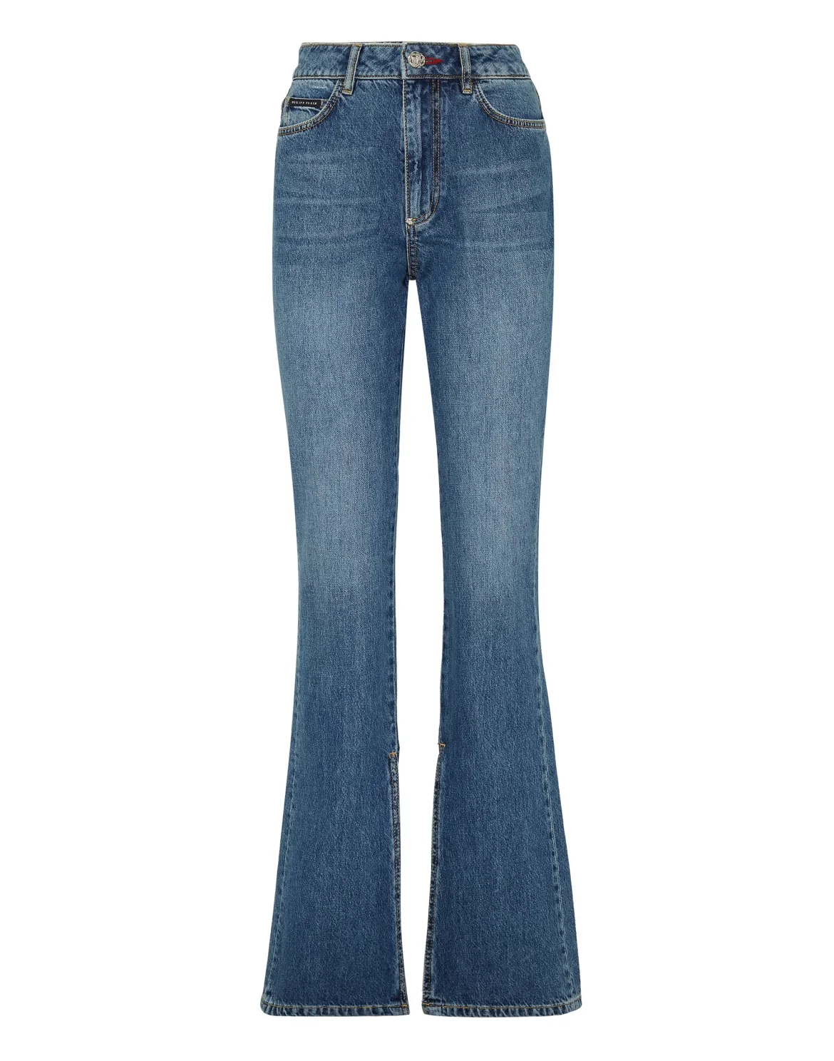 Denim Trousers Flare Fit Iconic Plein, цвет: Синий