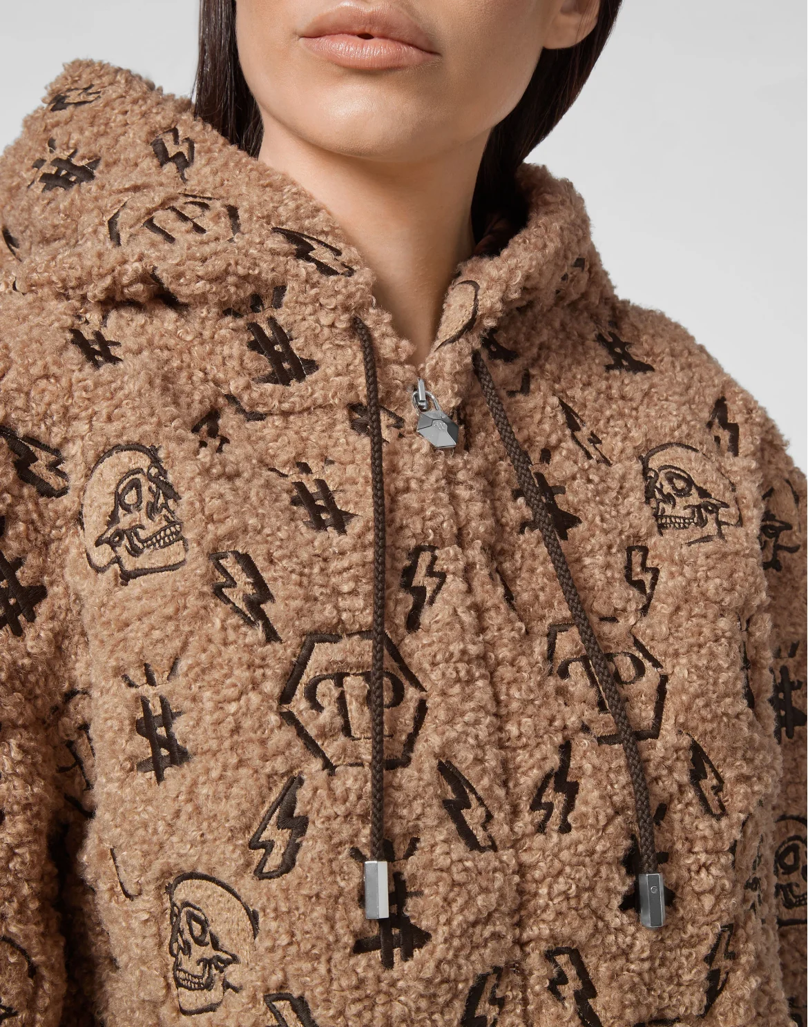 Hoodie Sweatjacket Embroidery Monogram, цвет: Бежевый