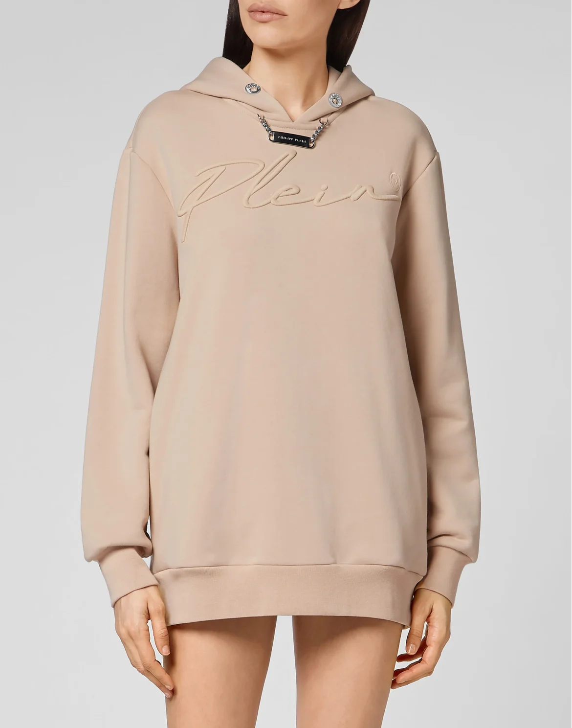 Leisurewear Hoodie dress Embroidery Signature, цвет: Бежевый