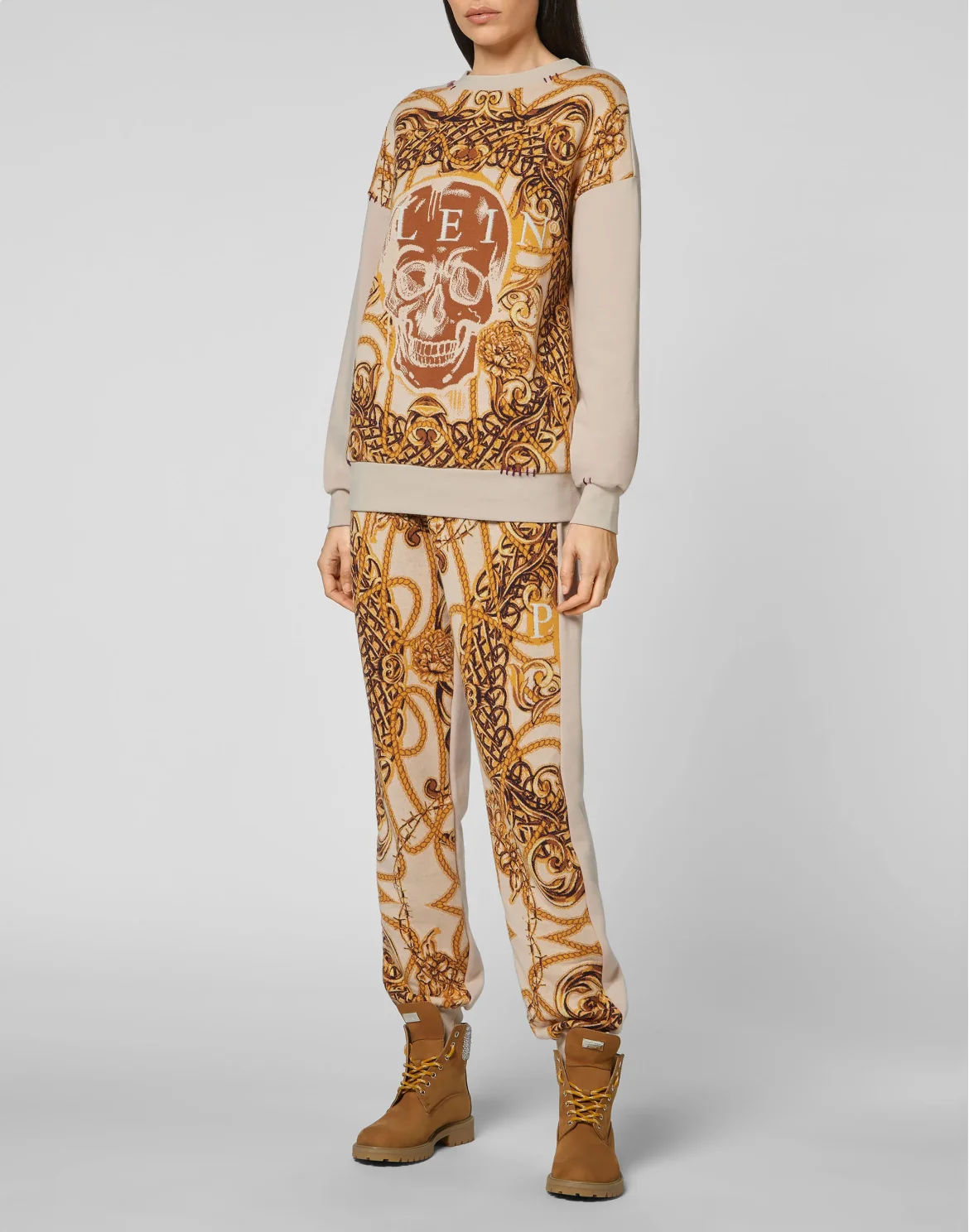 Sweatshirt LS knit & fleece Jacquard New Baroque, цвет: Бежевый