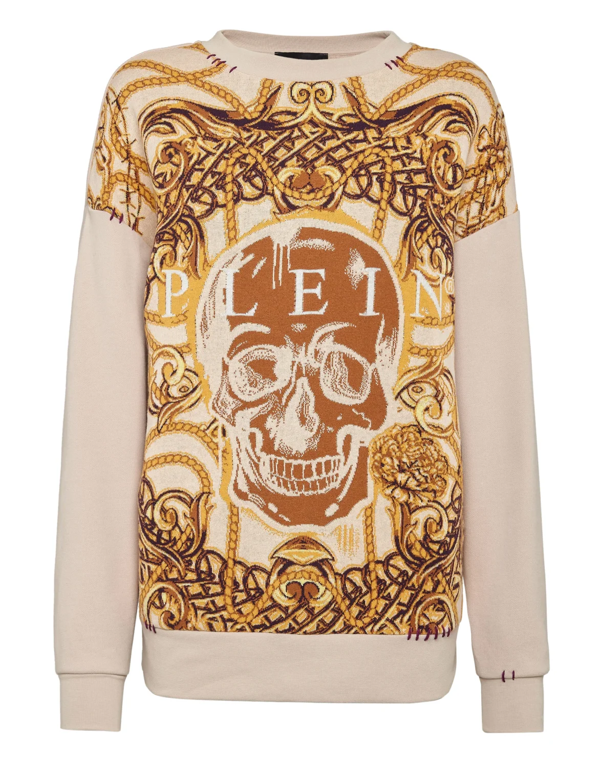 Sweatshirt LS knit & fleece Jacquard New Baroque, цвет: Бежевый