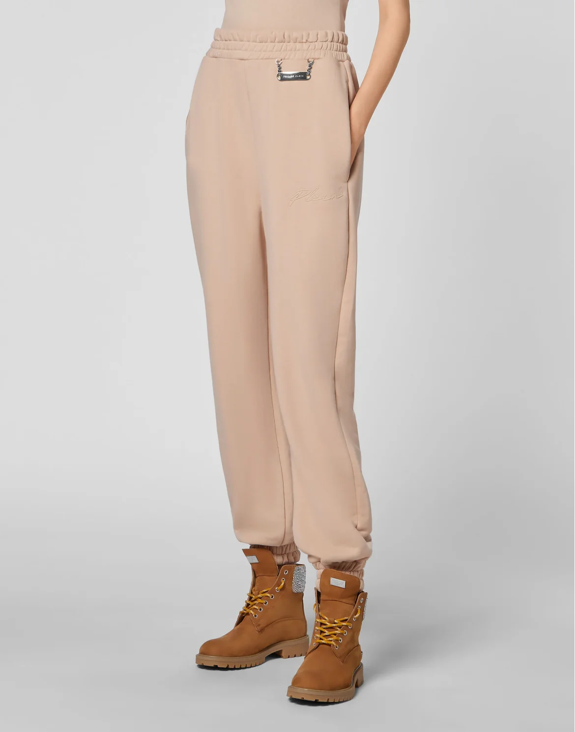Leisurewear Trousers Embroidery Signature, цвет: Бежевый