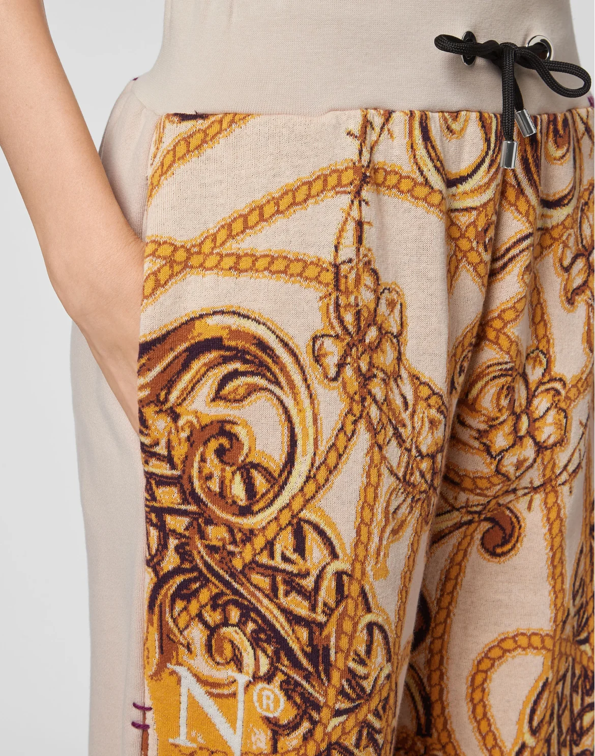 Jogging Trousers knit & fleece Jacquard New Baroque, цвет: Бежевый