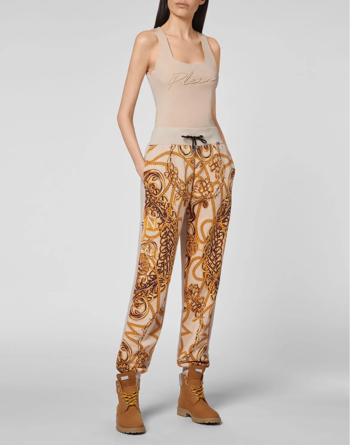 Jogging Trousers knit & fleece Jacquard New Baroque, цвет: Бежевый