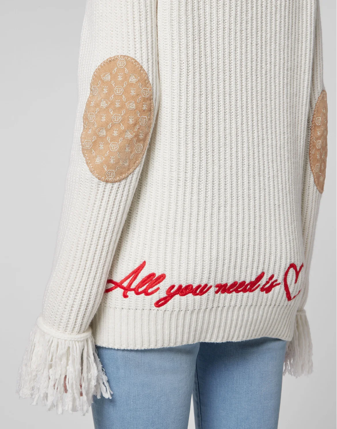 Cashmere 5 leisurewear Turtle Neck LS Embroidery Love Plein, цвет: Бежевый