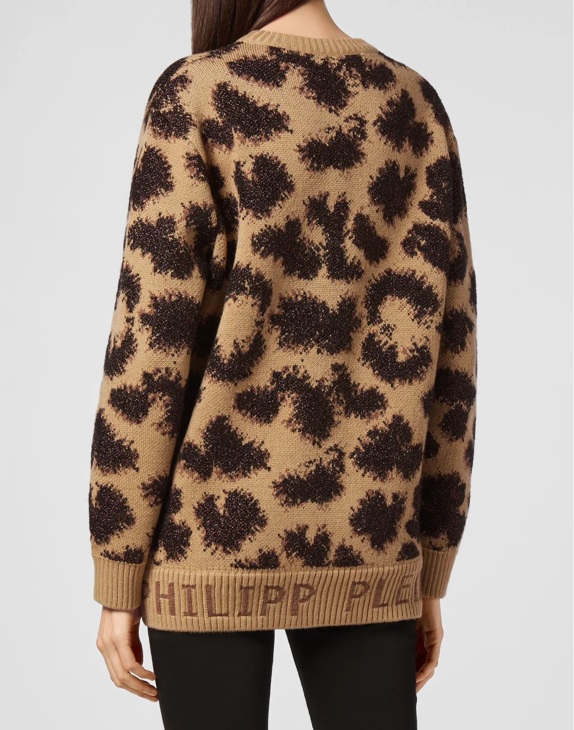 Pullover Round Neck SS Jacquard Lurex Leopard, цвет: Леопард